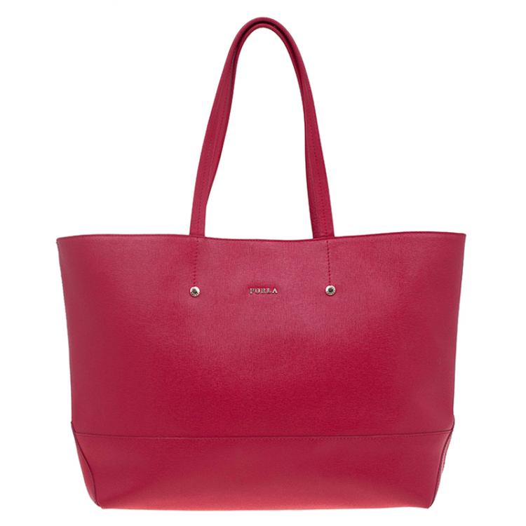 Pre Owned Furla Red Leather Melissa Shopping Tote