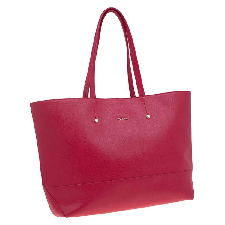 Pre Owned Furla Red Leather Melissa Shopping Tote