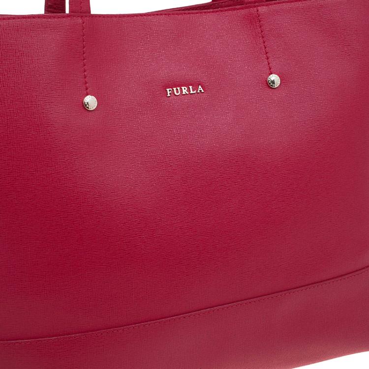 Pre Owned Furla Red Leather Melissa Shopping Tote