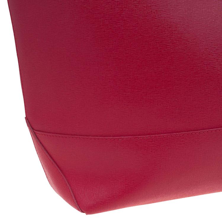 Pre Owned Furla Red Leather Melissa Shopping Tote