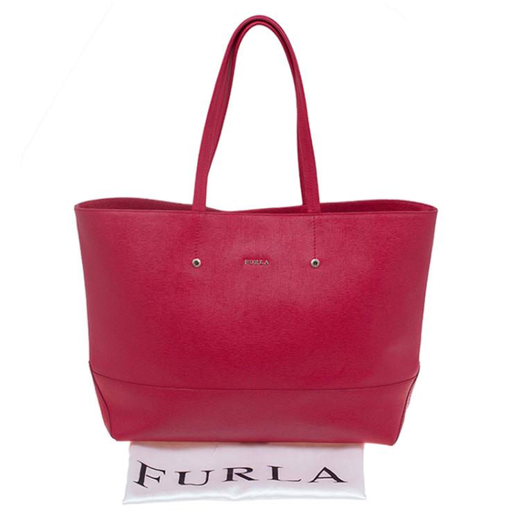 Pre Owned Furla Red Leather Melissa Shopping Tote