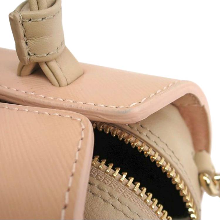 Pre Owned Furla Light Pink/Beige Coated Textured Leather Venus Satchel