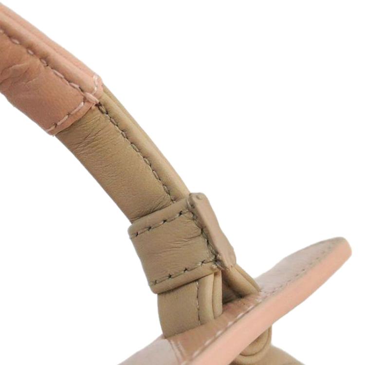 Pre Owned Furla Light Pink/Beige Coated Textured Leather Venus Satchel