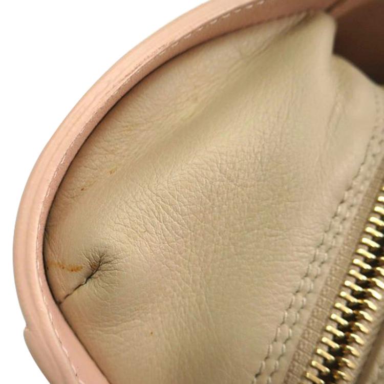 Pre Owned Furla Light Pink/Beige Coated Textured Leather Venus Satchel
