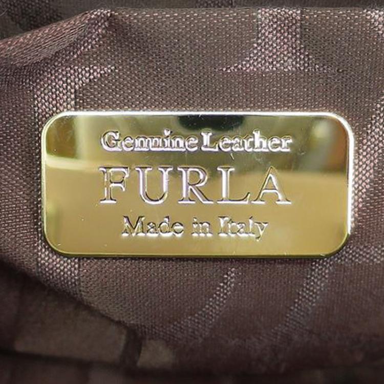 Pre Owned Furla Light Pink/Beige Coated Textured Leather Venus Satchel