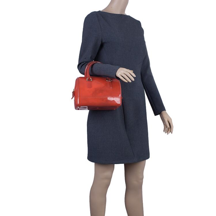 Pre Owned Furla Red PVC Candy Mini Satchel