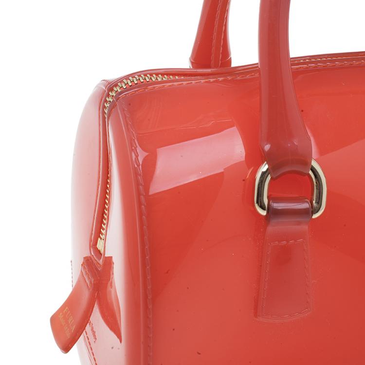 Pre Owned Furla Red PVC Candy Mini Satchel
