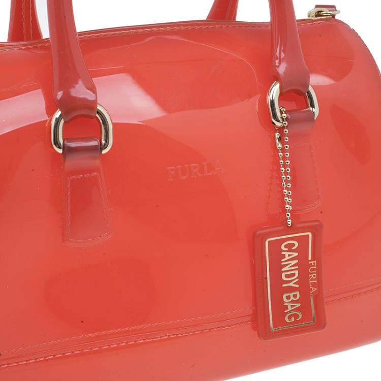 Pre Owned Furla Red PVC Candy Mini Satchel