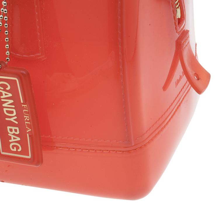 Pre Owned Furla Red PVC Candy Mini Satchel