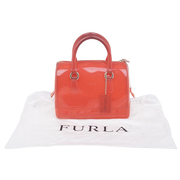 Pre Owned Furla Red PVC Candy Mini Satchel