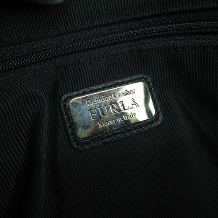 Pre Owned Furla Black Grainy Calf Leather Medium College Tote