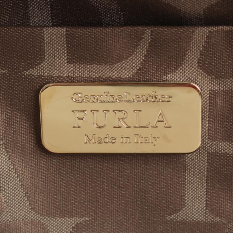 Pre Owned Furla Light Blue Leather Small Top Handle Crossbody Bag
