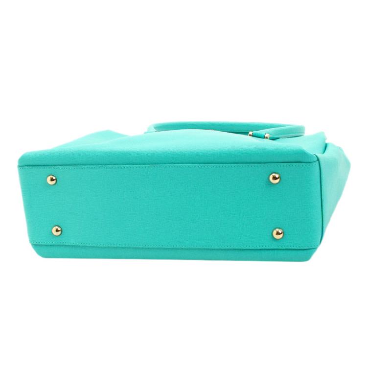 Pre Owned Furla Emerald Green Leather Linda Tote