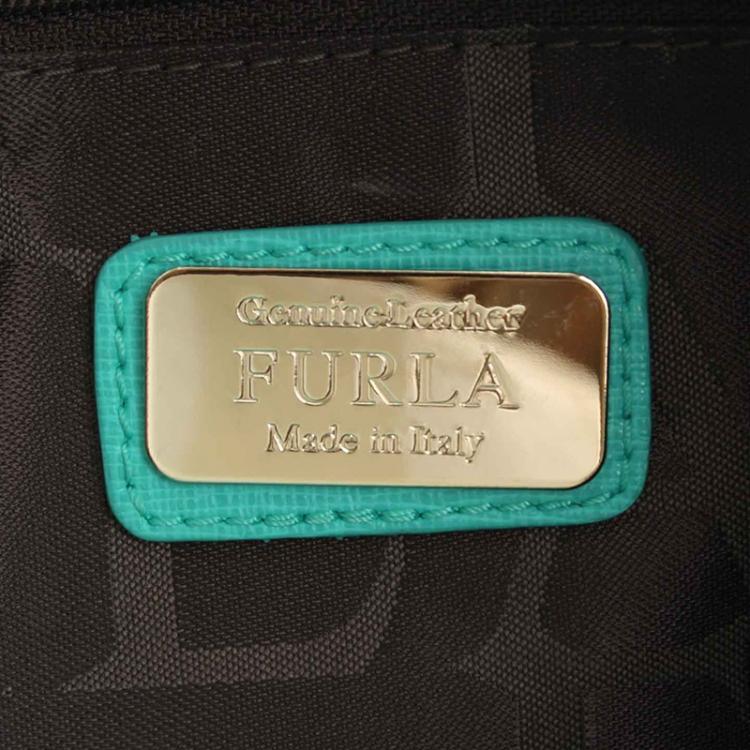 Pre Owned Furla Emerald Green Leather Linda Tote