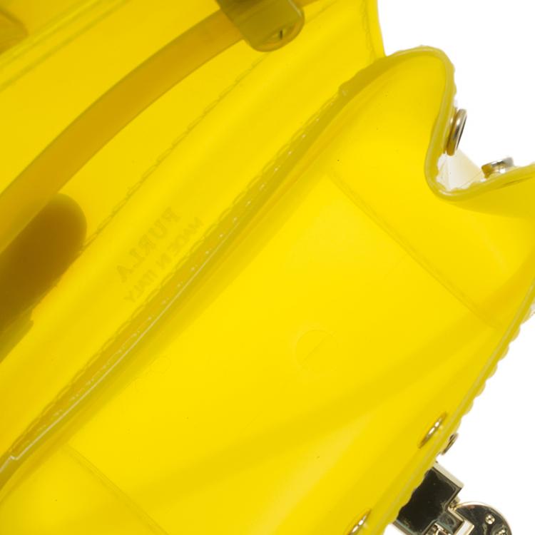 Pre Owned Furla Yellow Glossy Rubber Mini Candy Crossbody Bag