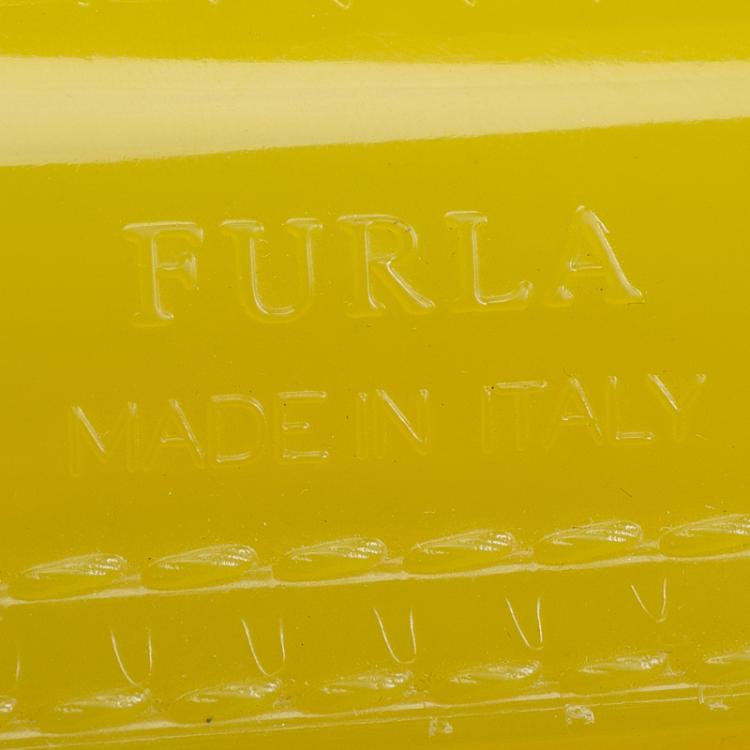 Pre Owned Furla Yellow Glossy Rubber Mini Candy Crossbody Bag