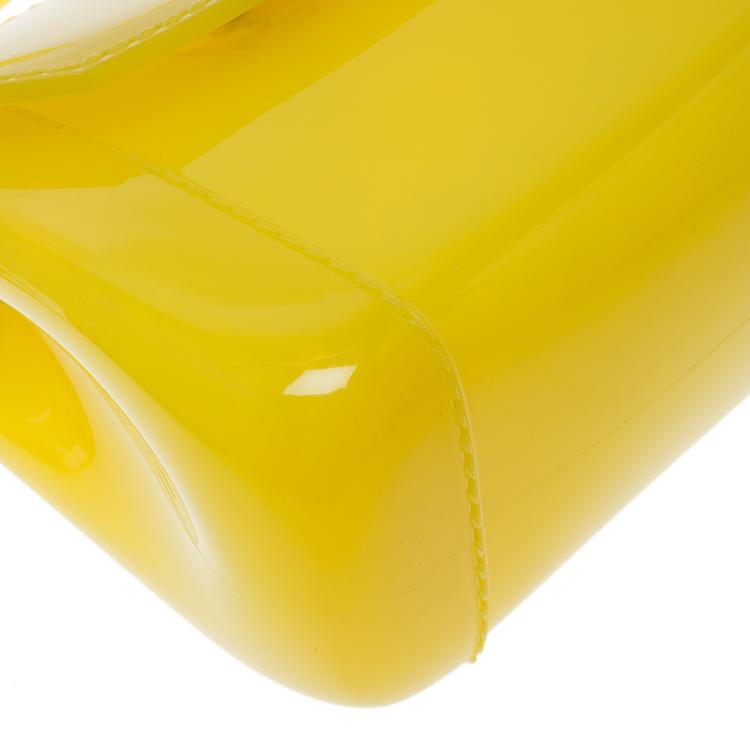 Pre Owned Furla Yellow Glossy Rubber Mini Candy Crossbody Bag