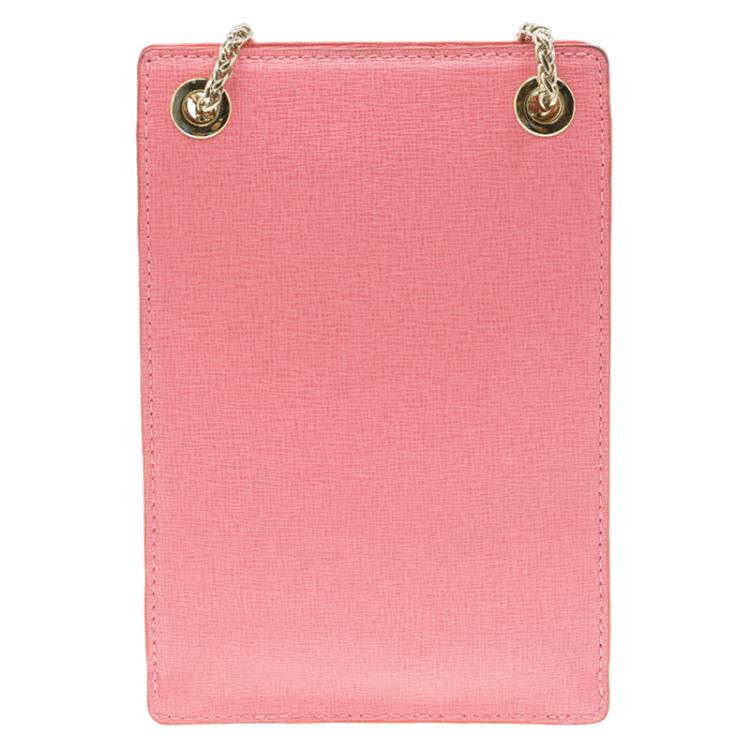 Pre Owned Furla Pink Leather Babylon Phone Bag