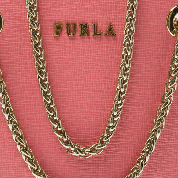 Pre Owned Furla Pink Leather Babylon Phone Bag