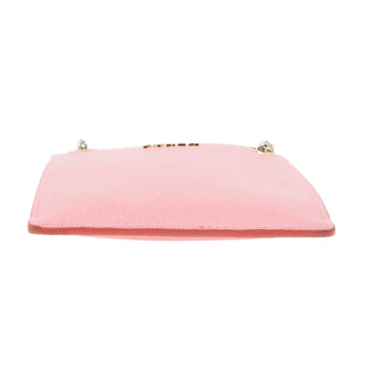 Pre Owned Furla Pink Leather Babylon Phone Bag