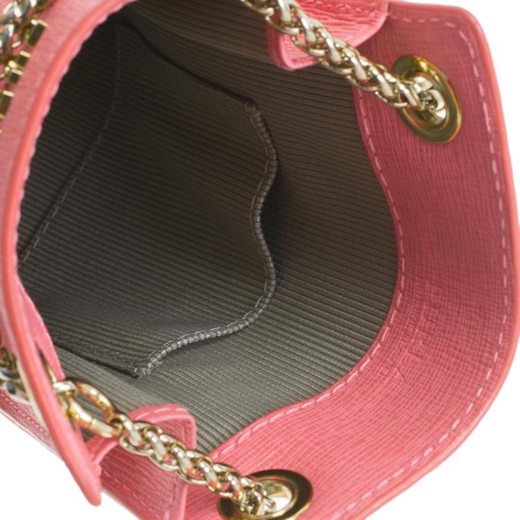 Pre Owned Furla Pink Leather Babylon Phone Bag