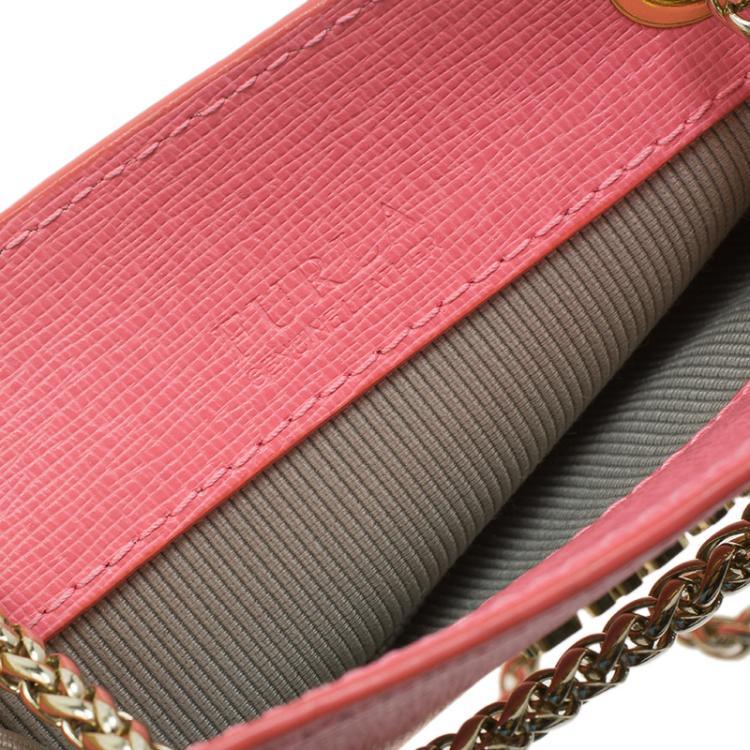 Pre Owned Furla Pink Leather Babylon Phone Bag