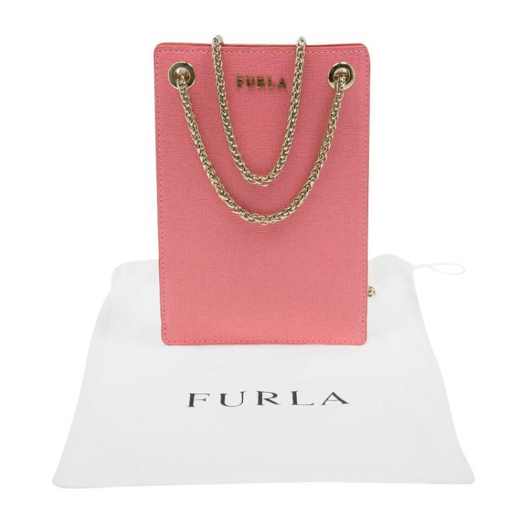Pre Owned Furla Pink Leather Babylon Phone Bag