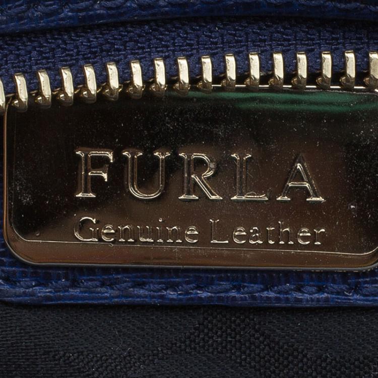 Pre Owned Furla Navy Blue Leather Mini Ginevra Crossbody Bag