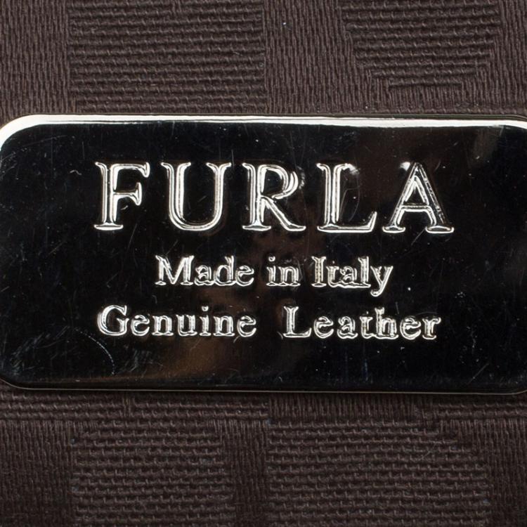 Pre Owned Furla Brown Leather Double Zip Bowling Bag 