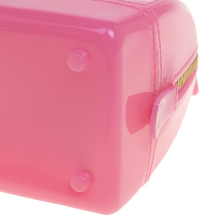 Pre Owned Furla Pink Glossy Rubber Mini Candy Satchel