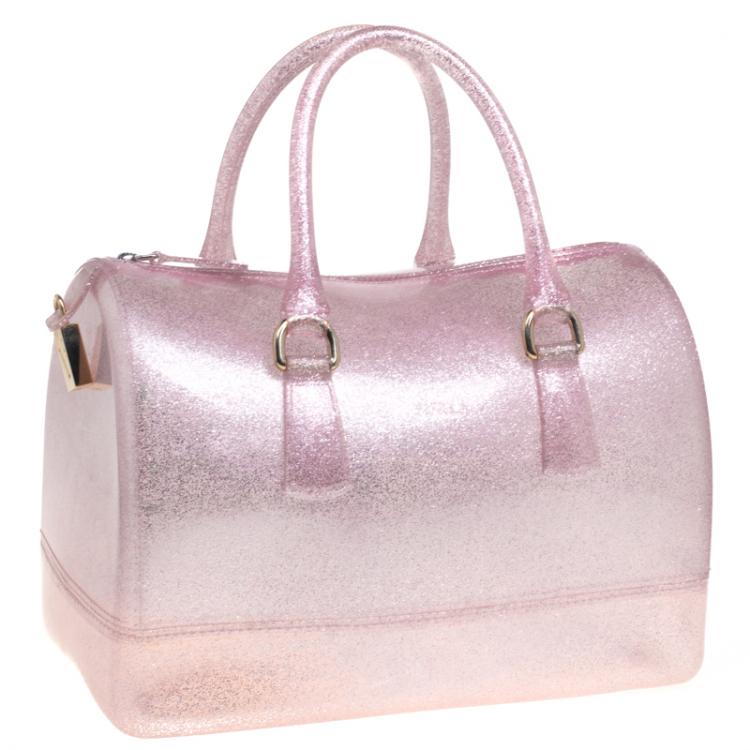 مملوكة مسبقًا Furla Pink Glitter Glossy Rubber Candy Satchel