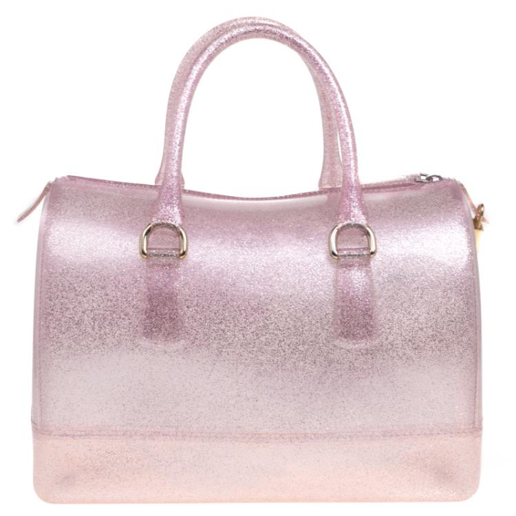 مملوكة مسبقًا Furla Pink Glitter Glossy Rubber Candy Satchel