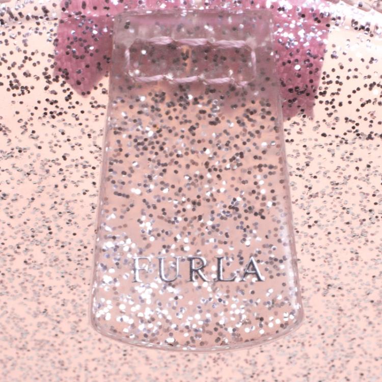مملوكة مسبقًا Furla Pink Glitter Glossy Rubber Candy Satchel