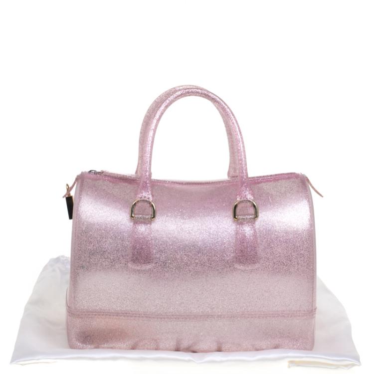 مملوكة مسبقًا Furla Pink Glitter Glossy Rubber Candy Satchel