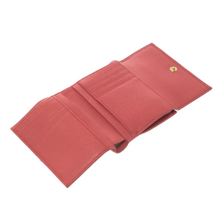 Pre Owned Furla Pink Leather Babylon Trifold Wallet