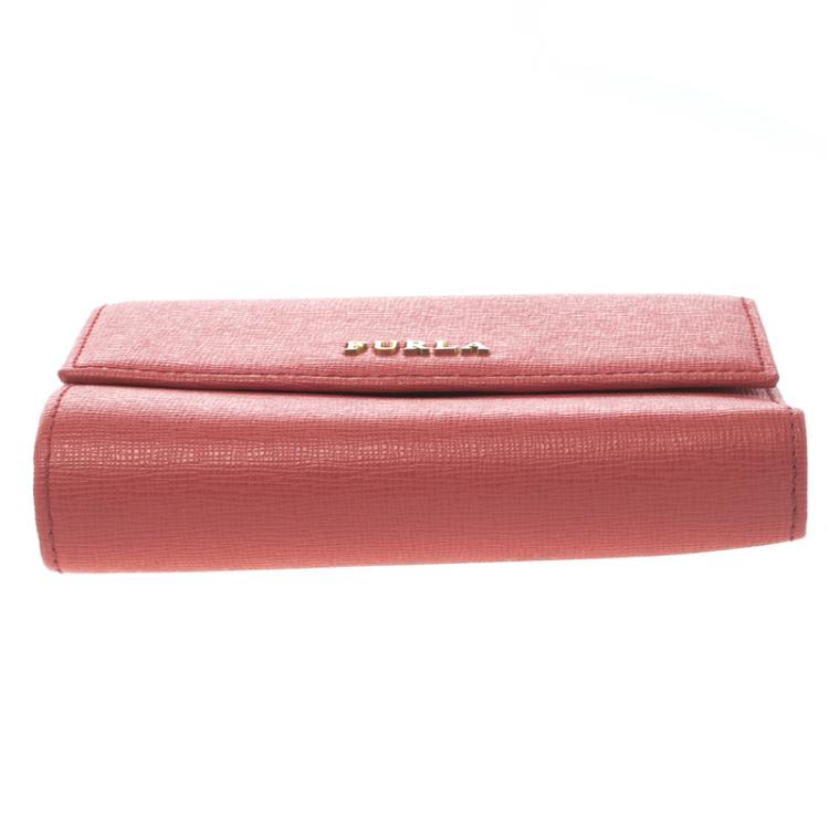 Pre Owned Furla Pink Leather Babylon Trifold Wallet