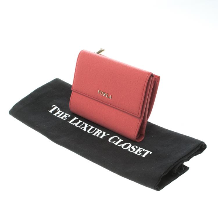 Pre Owned Furla Pink Leather Babylon Trifold Wallet