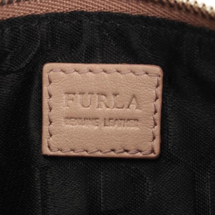 Pre Owned Furla Beige Leather Ball Chain Shoulder Bag