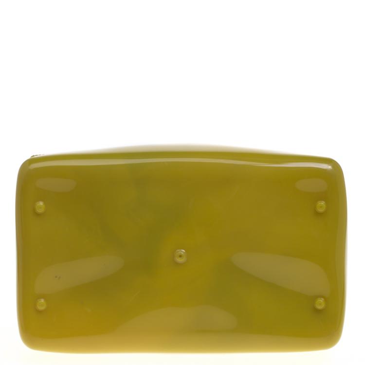 Pre Owned Furla Olive Green Glossy Rubber Candy Satchel