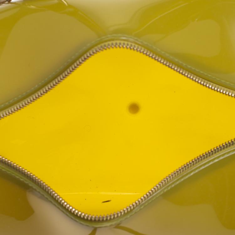 Pre Owned Furla Olive Green Glossy Rubber Candy Satchel