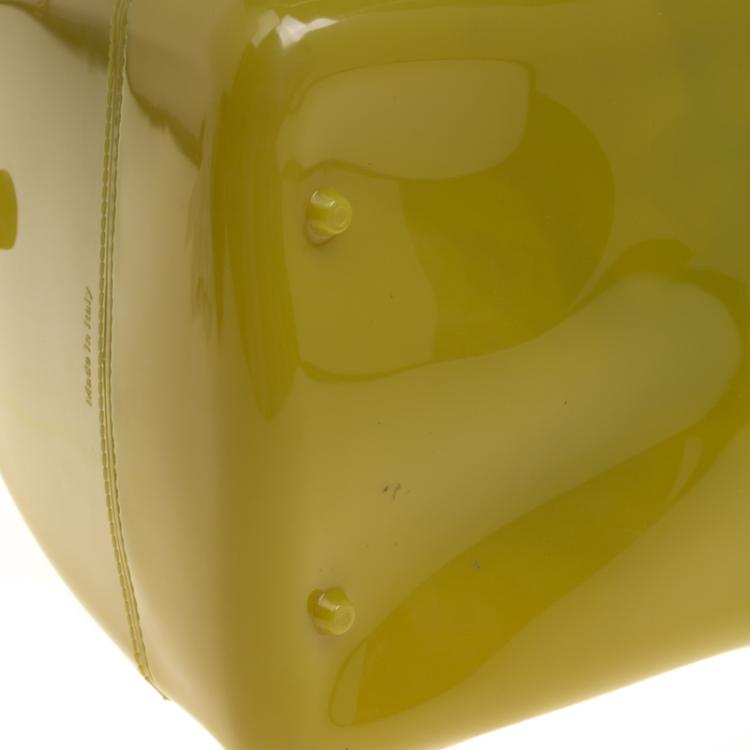 Pre Owned Furla Olive Green Glossy Rubber Candy Satchel