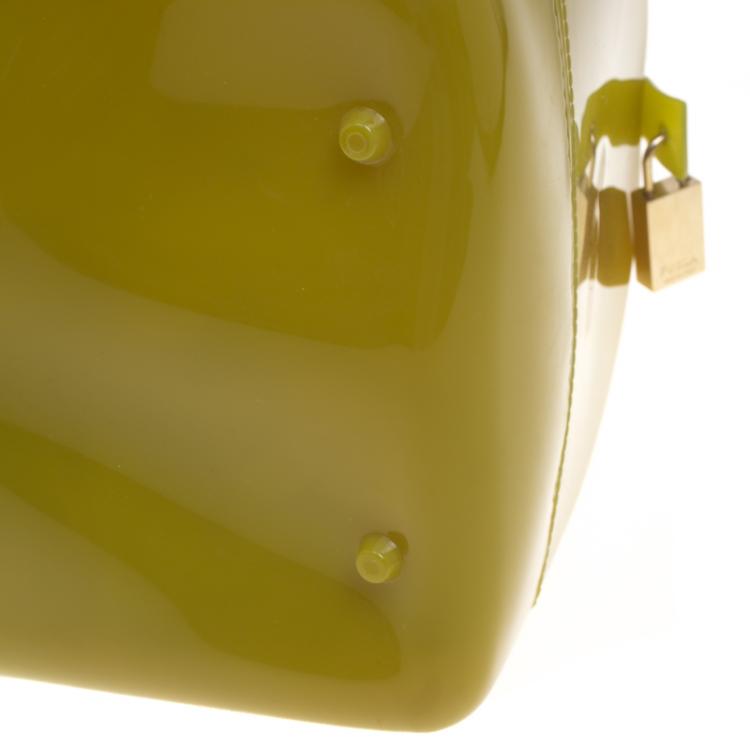 Pre Owned Furla Olive Green Glossy Rubber Candy Satchel
