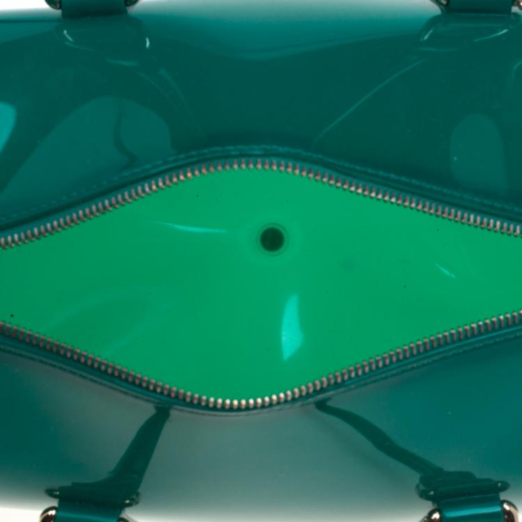 مملوكة مسبقًا Furla Teal Green Glossy Rubber Candy Satchel