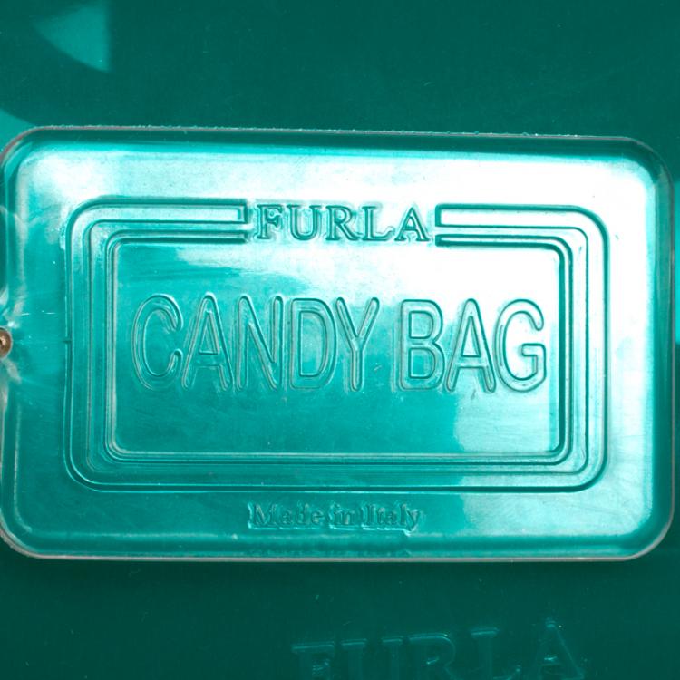 مملوكة مسبقًا Furla Teal Green Glossy Rubber Candy Satchel