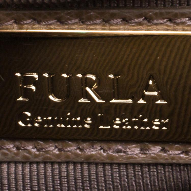 Pre Owned Furla Dark Beige Leather Metropolis Crossbody Bag
