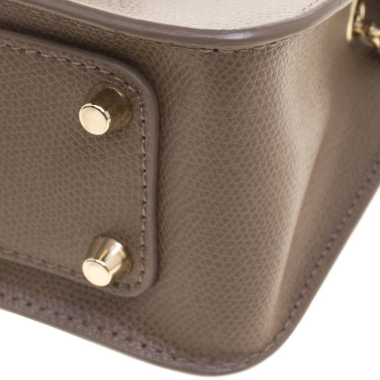 Pre Owned Furla Dark Beige Leather Metropolis Crossbody Bag

