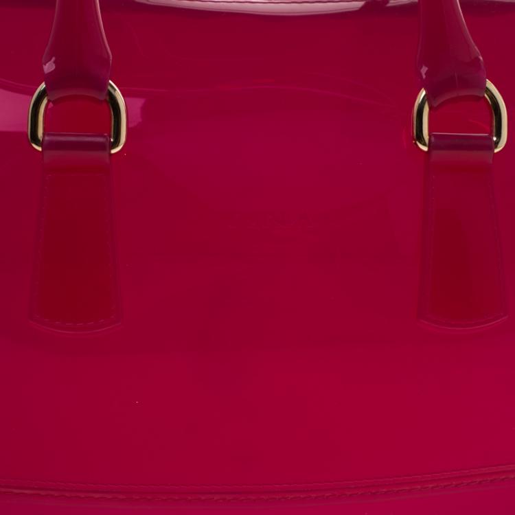 Pre Owned Furla Magenta Glossy PVC Candy Satchel