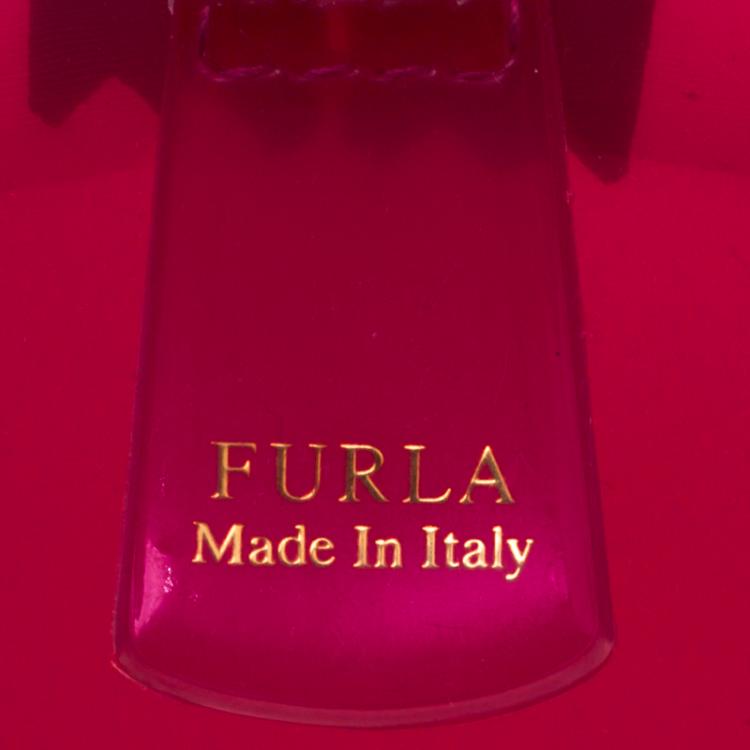 Pre Owned Furla Magenta Glossy PVC Candy Satchel