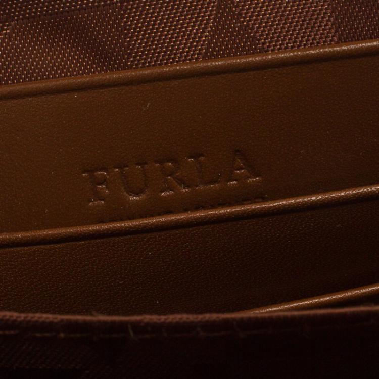 Pre Owned Furla Brown Python Embossed Leather Zip Around Wallet
