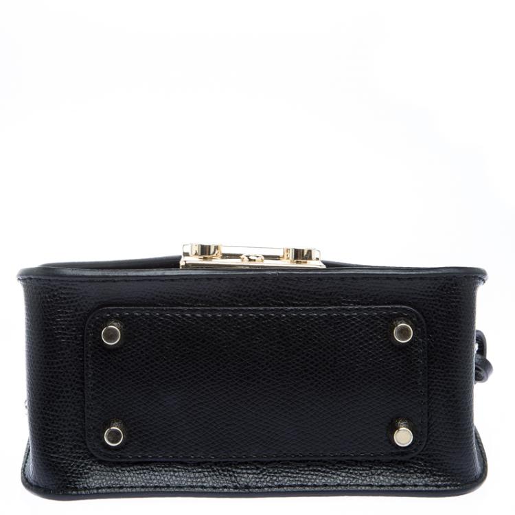 Pre Owned Furla Black/White Leather Metropolis Crossbody Bag